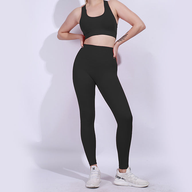 Wholesale Nylon Seamless Knitted Vest Yoga Suit Set